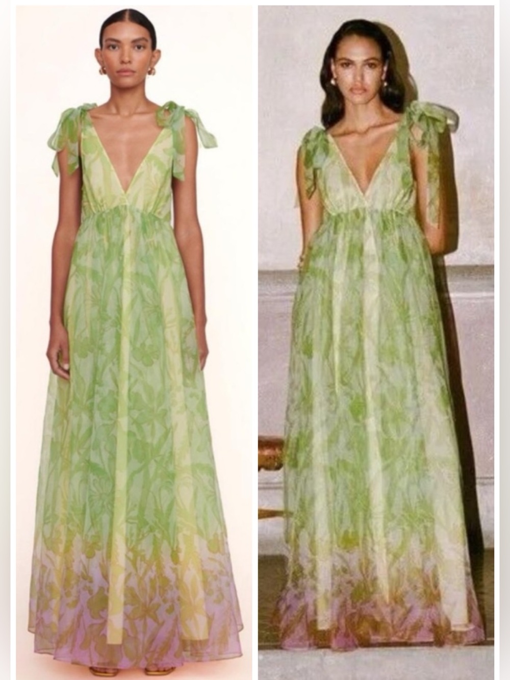 Staud Organza Dandelion Lime Wildflower Gown Dress SZ US 6 NWT
